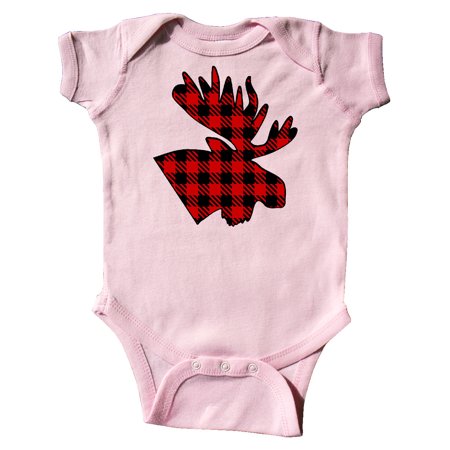 

Inktastic Moose Head in Red and Black Plaid Gift Baby Boy or Baby Girl Bodysuit
