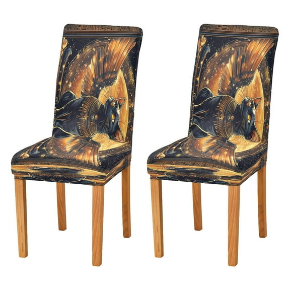 BZSMCE Chairs Slipcovers Dining Chair Covers Black Wing Cat Creative Pattern