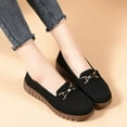 thumbnail image 4 of Elecsop Loafers for Women, Comfortable Slip On Suede Flats Metal Buckle Walking Shoes, 4 of 11