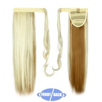 LELINTA Clip in Ponytail Hair Extensions Brown Curly Corn Wave Clip in Hair Pieces for Women Synthetic 20 Inch Long Natural Straight Ponytail Wrap Around Ponytail Black Hairpiece