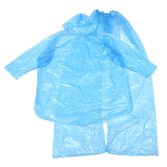 Masteelf Disposable Rain Poncho Set for Adults with Hood and Splashproof Rain Pants Cover Made of PE Material Skyblue