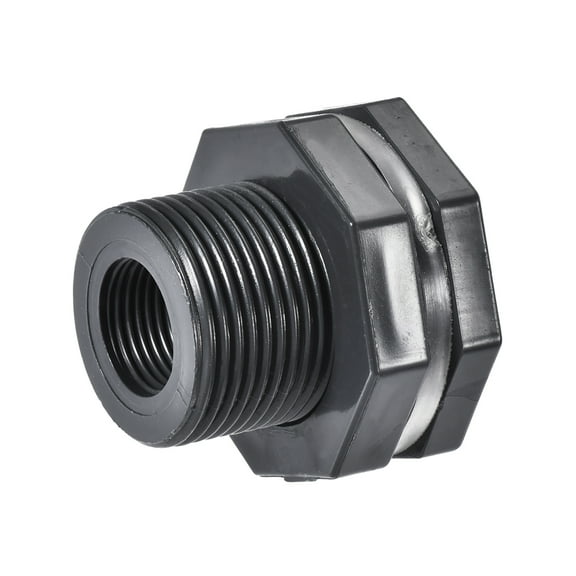 Uxcell G1/2 Female 1.5" Male Pipe Fitting Bulkhead Fitting with Silicone Gasket Gray