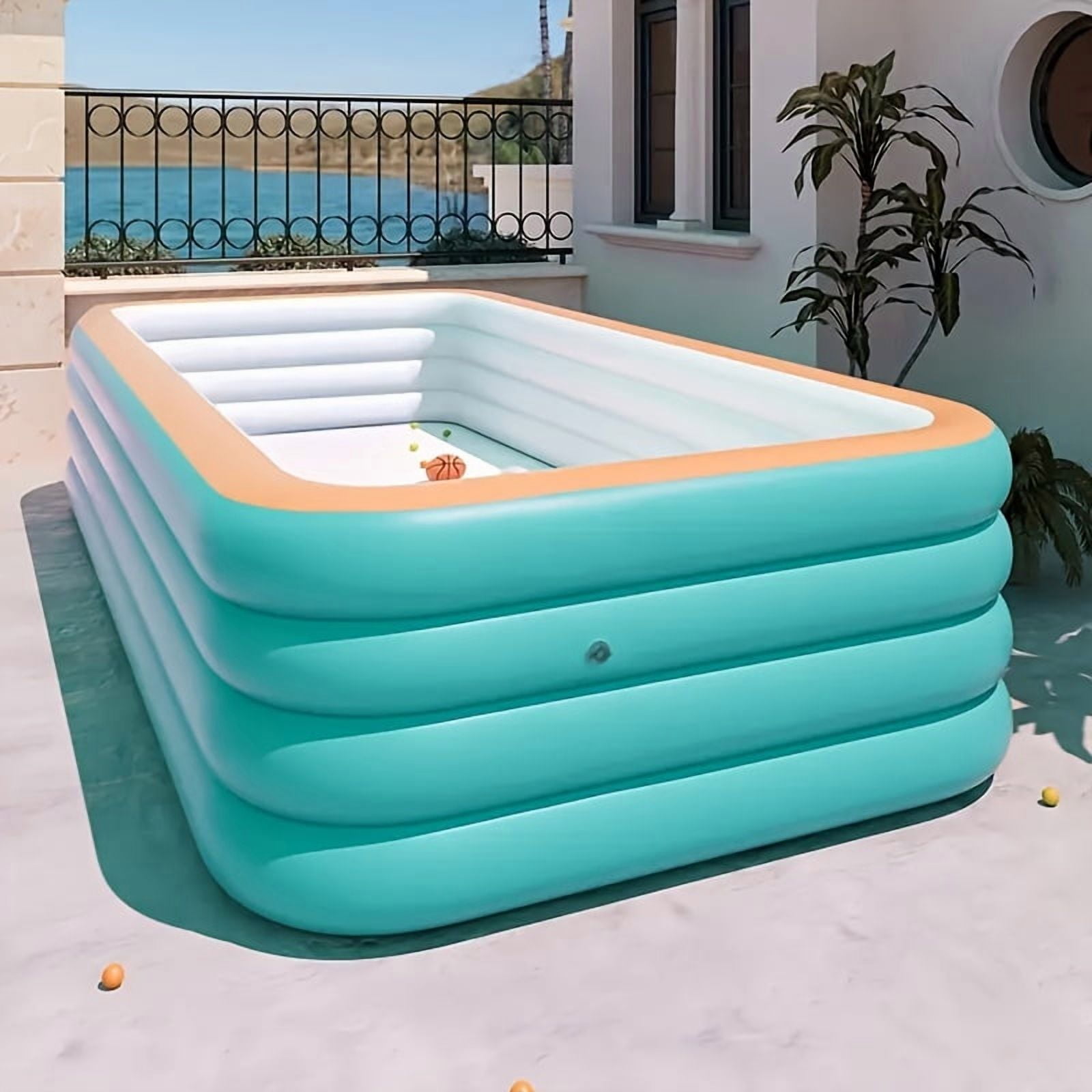 Extra-Large 4-Ring Inflatable Swimming Pool for Family Fun - Durable PVC, No Power Needed, Perfect for Outdoor Summer Parties & Water Play