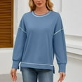 thumbnail image 4 of Abomasnow Womens Casual Crewneck Sweatshirts Long Sleeve Oversized Trendy Contrast Stitching Hoodies Fall Pullover Tops, 4 of 9