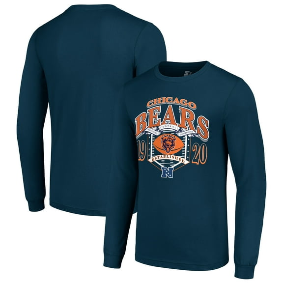 Men's Starter Navy Chicago Bears Retro Long Sleeve Graphic T-Shirt