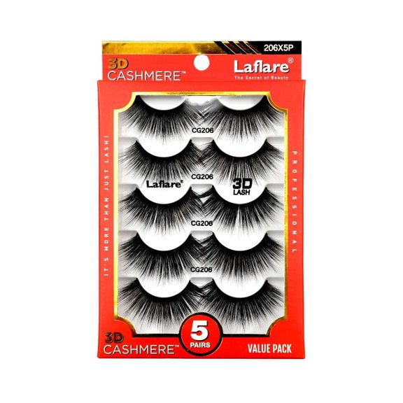 Laflare 3D Cashmere False Eyelashes,Ultra soft & Cruelty free 5 Pairs