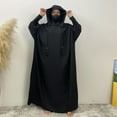 thumbnail image 5 of Hvot&aat Women's Muslim Prayer Dress Solid Color Batwing Long Sleeve Casual Middle East Arabian One-Piece Robe with Hijab, 5 of 6