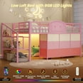 thumbnail image 3 of AOGLLATI Twin Size Low Loft Bed with 9 Storage Drawers and Under-Bed Hideaway, Metal Loft Bed with Storage Shelf and LED Lights Pink, 3 of 11