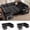 Black, variant on 111" U Shaped Modular Sectional Sleeper Sofa with Pull Out Bed,8 Seat Black Chenille Couch with 2 Pull-Out Beds,USB Ports,Tool Free Assembly