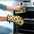 thumbnail image 2 of Black White Checker Sunflower Pattern Kitchen Oven Mitt and Pot Holder Sets 2 Pcs for Baking, Cooking and Grilling, Heat Resistant Up To 392 °F, 2 of 7