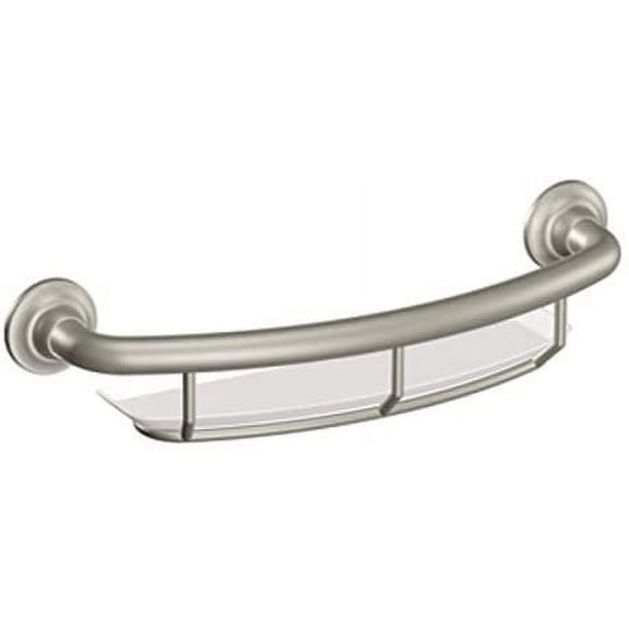Moen Designer Grab Bar with Integrated Shelf - Brushed Nickel - Bathroom, Removable, Wall Mount