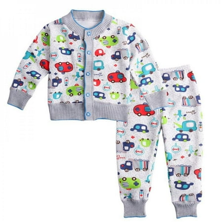 

Patgoal Spring fall winter Baby Cartoon Pattern Knit With Padded Long Sleeve Trousers 2 Piece Set Cotton soft Children s Sets for 6-36M