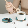 thumbnail image 6 of Pofeuu Blue Watercolor Duck Print Leather Coasters Set of 6, Round Cups Mugs Mat Pad for Home Kitchen Heat Resistant Drink Coasters,Round Shape, 6 of 7