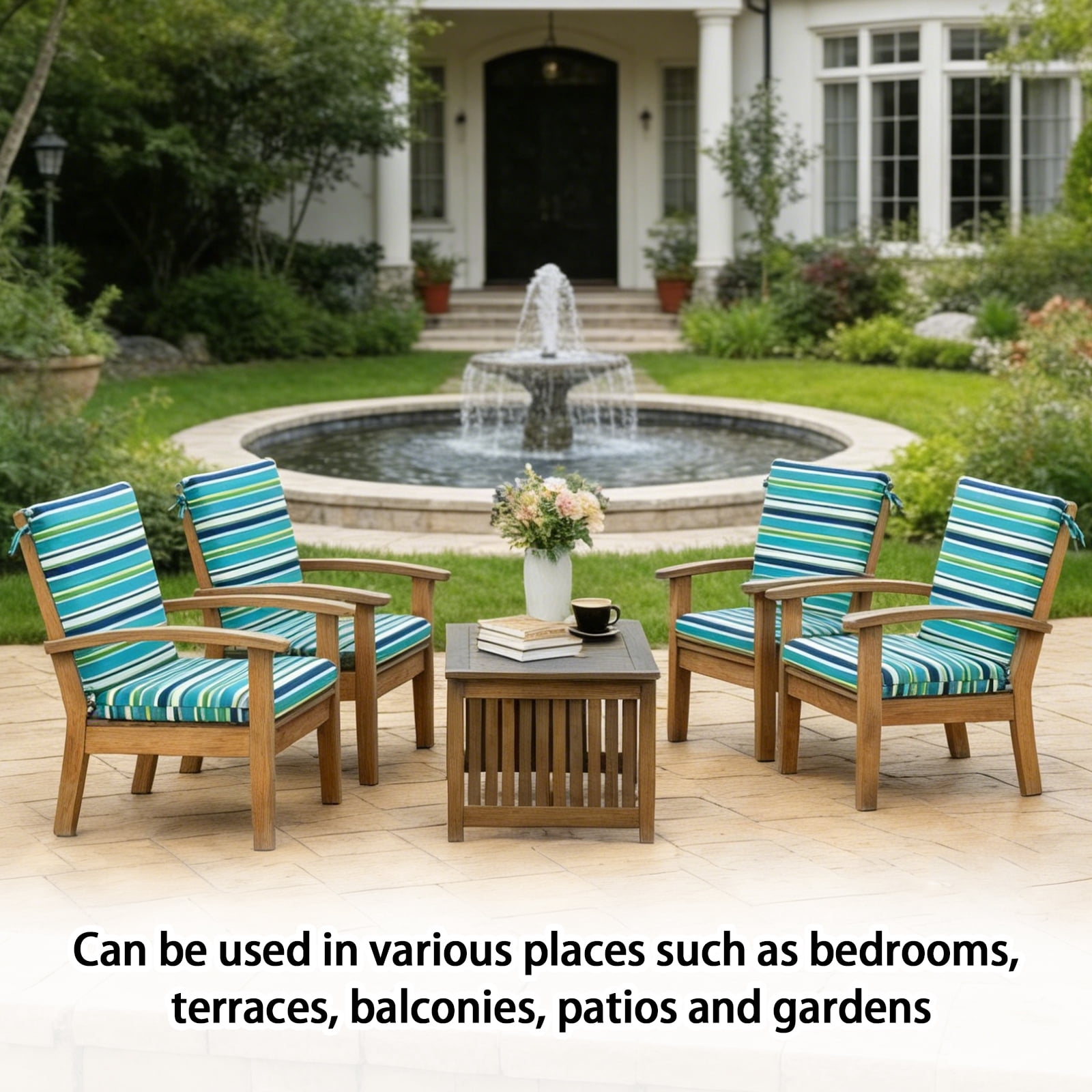 FKS LIFE Outdoor Seat Cushion Set, 20" x 20" x 4" Patio Furniture Chair Cushions Replacement for Sofa Couch 2 Set