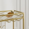 thumbnail image 6 of EastVita 3 Tier Bar Carts for The Home, Rustic Brown Bar Cart with Wheels, Two Portable Trays, Wine Rack, Glasses Holder, Industrial Serving Cart, 6 of 8