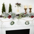 thumbnail image 2 of Northlight Snowflake and Frosted Mini Wreaths Christmas Garland with Wooden Beads - 4.75', 2 of 6