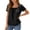 Black, variant on Square Neck Tops for Women Short Sleeve Casual Pleated Front Lightweight T-Shirts Summer Blouses Beach Vacation Shirt