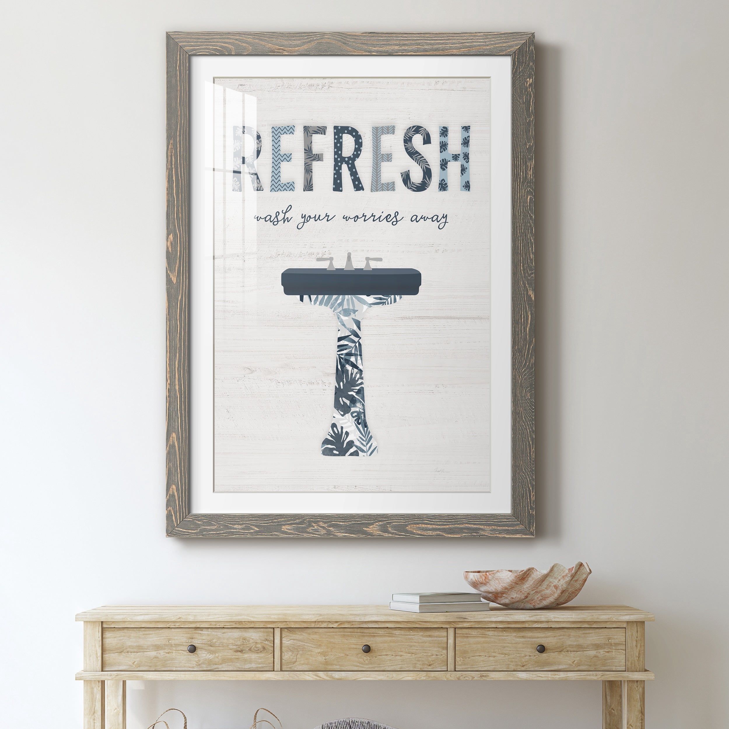 Palm Bath II - Premium Framed Print - Distressed Barnwood Frame - Ready to Hang