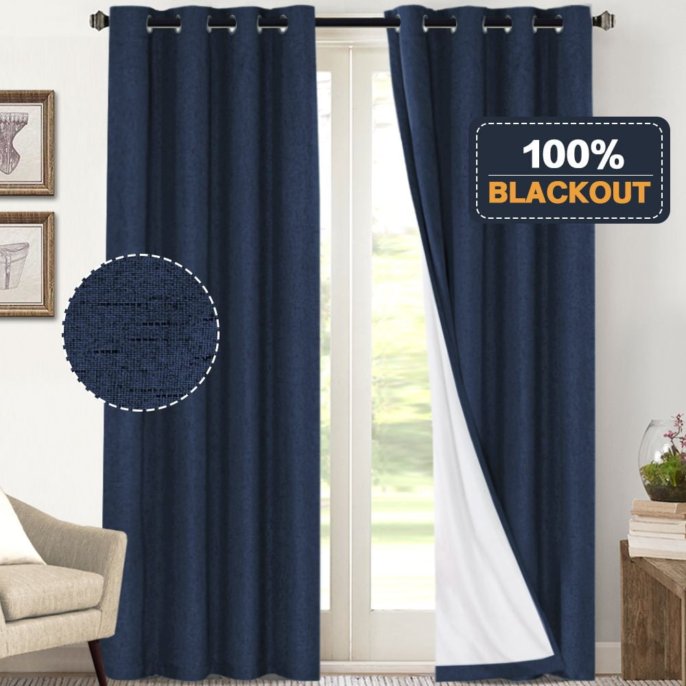 H.VERSAILTEX Linen Blackout Curtains For Bedroom Energy Saving Grommet ...