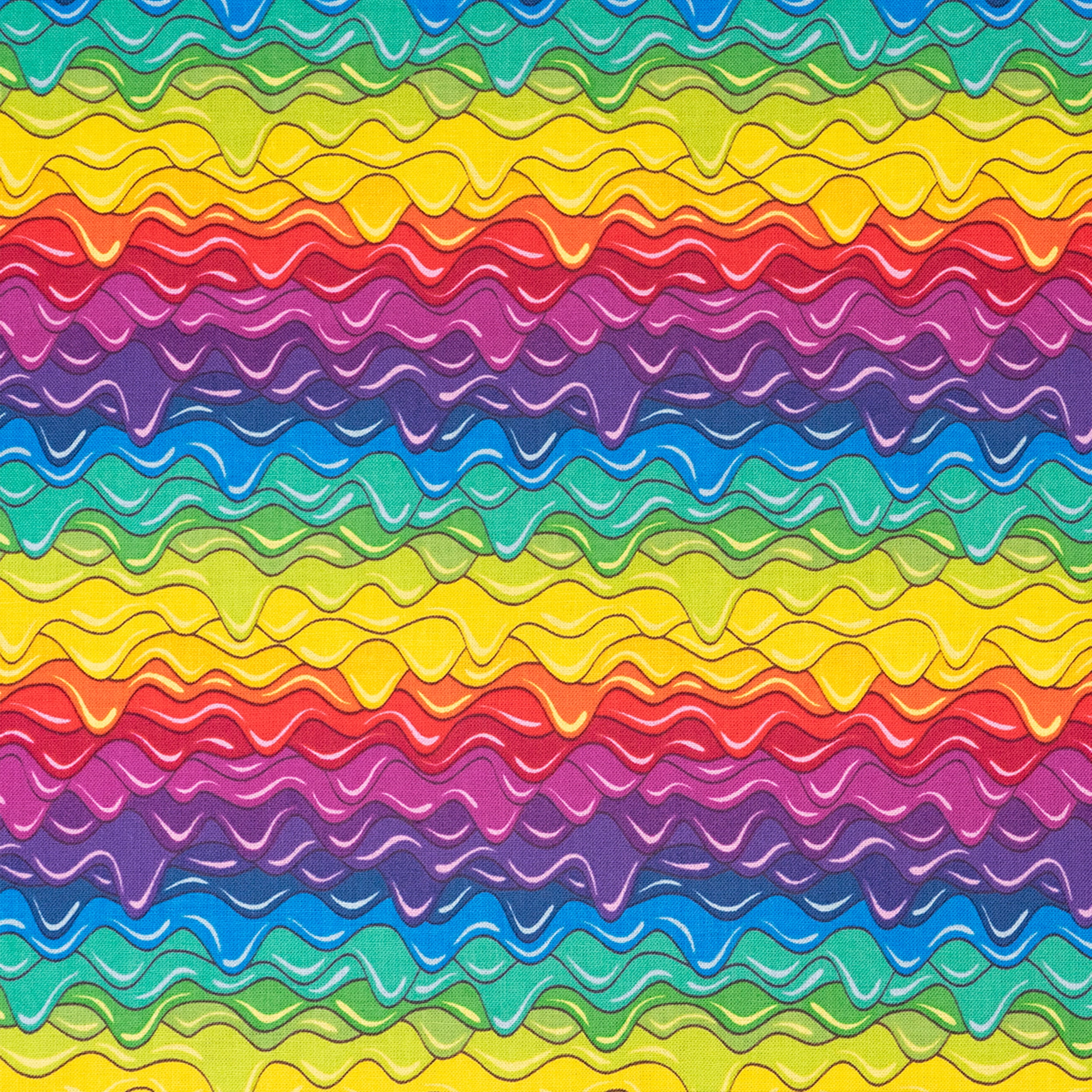 Singer Fabric, 100% Cotton, Sewing & Crafting, 44" Wide, Rainbow Colorful Wave, Cut by Yard