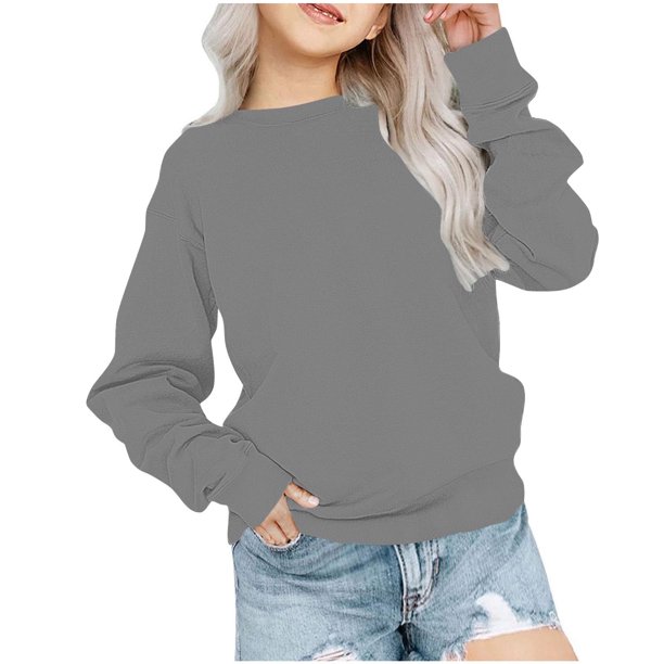 Sudadera Meitianfacai para niñas y bebés, sudadera básica lisa, sudadera tipo túnica, suéteres de cuello redondo y manga larga, tops tipo pulóver, ropa de otoño e invierno, sudadera gris para niñas,
