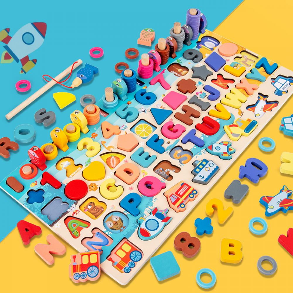 Wooden Number Puzzle Sorting Montessori Toys For Toddlers Shape