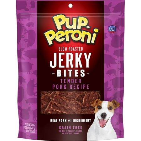 - Pup-Peroni Jerky Bites, Tender Pork Recipe, Grain-Free Dog Treats, 20-Ounce