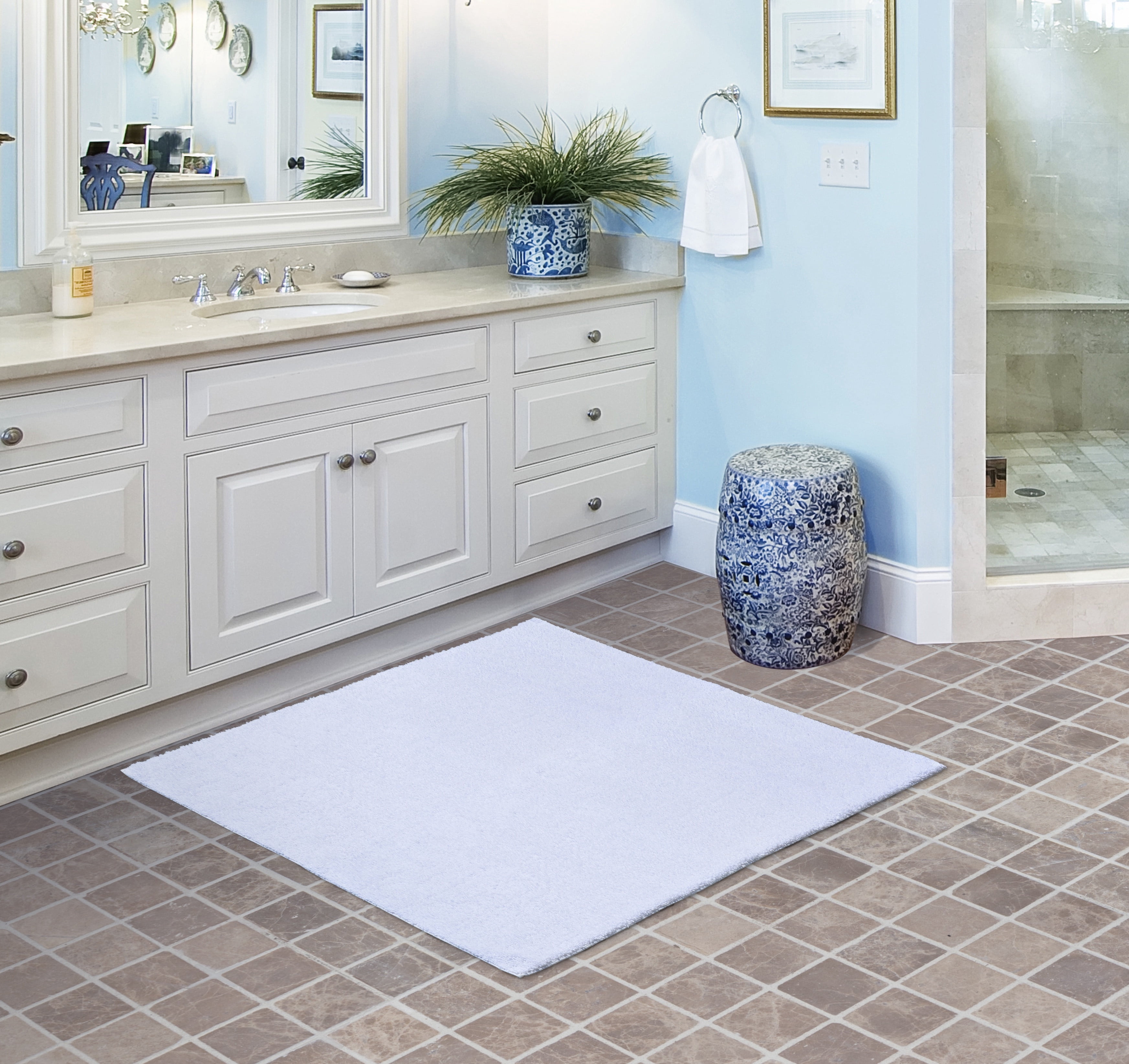 Garland Rug Classic Cotton White Square Bath Rug, 36" x 36"