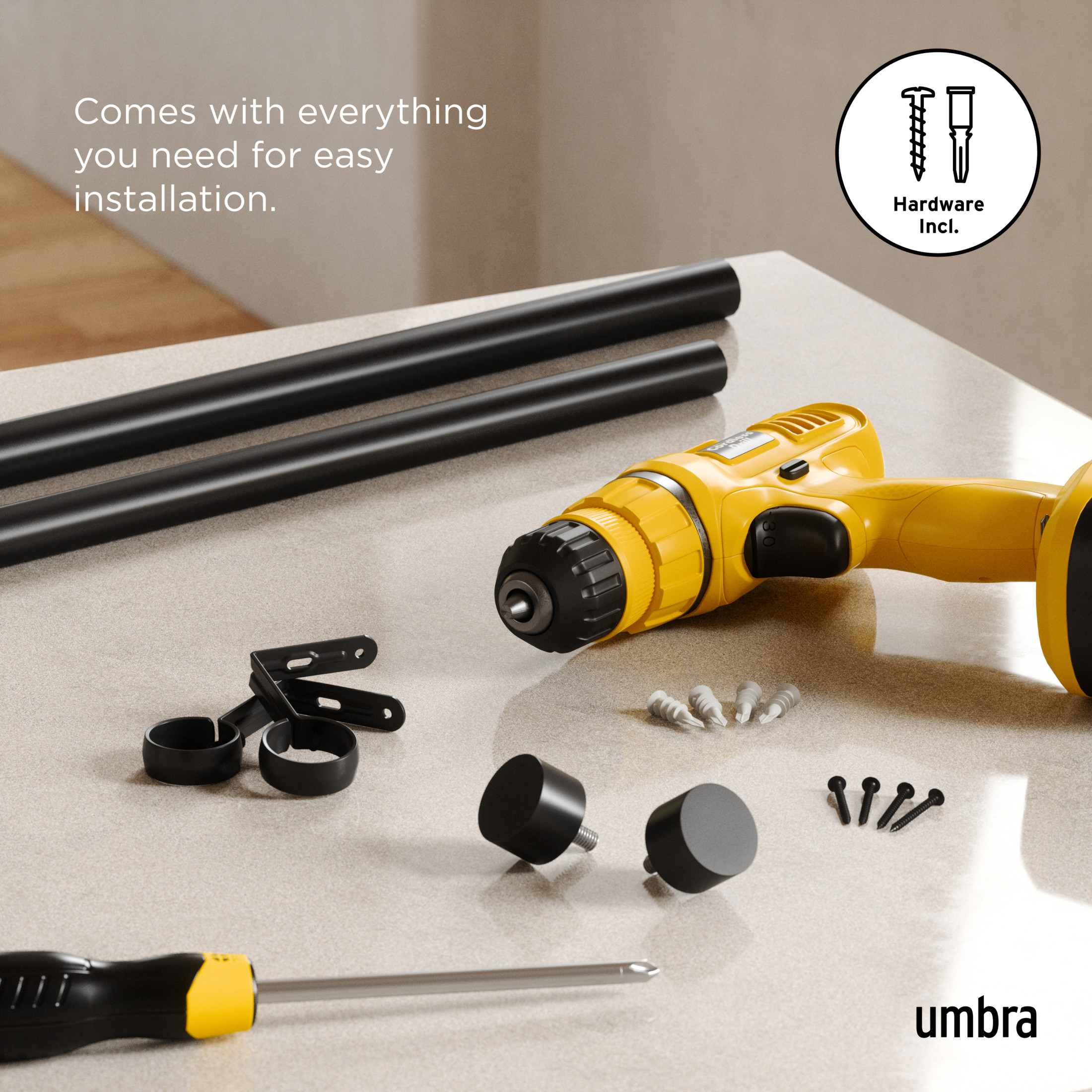 Umbra Cappa Expandable Single Curtain Rod 36-66"