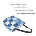 thumbnail image 3 of FORMRS Womens Canvas Tote Bag with Zipper Inner Pocket Shoulder Handbag, Blue and Gray Plaid Pattern, 3 of 7