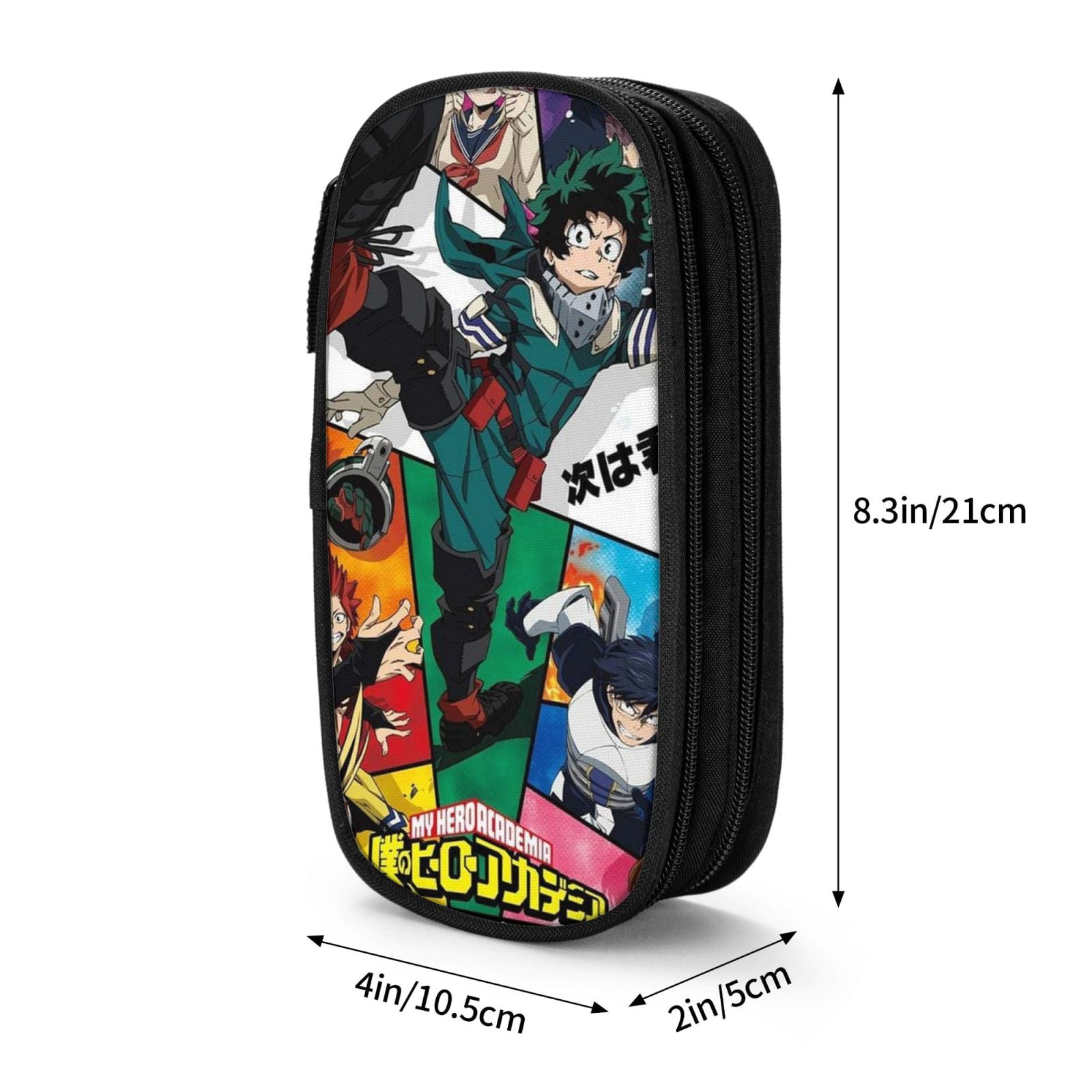 My Hero Academia Pencil Case Large Capacity Pencil Pouch Pen Bag Office Stationery Organizer Travel Makeup Bag Black