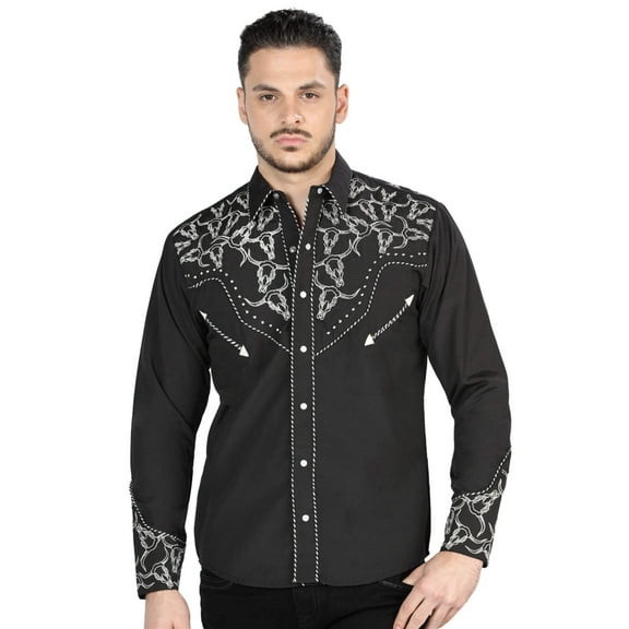 El Señor De Los Cielos Embroidery Shirt Black/White 44340