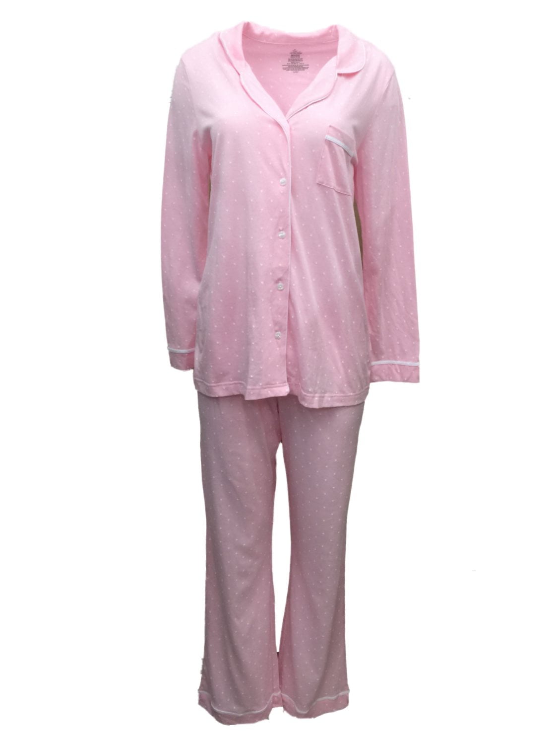 Women lace nightgown sleepwear pajamas dress Valentines Womens Pink Polka Dot Notched Collar Button Up Pajamas