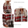 thumbnail image 4 of Camisas a cuadros de manga larga, cómoda, transpirable, informal, suelta, camisa con botones para mujer, para otoño e invierno, uso diario, rojo S, 4 of 5