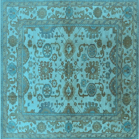 Ahgly Company Indoor Square Oriental Light Blue Industrial Area Rugs, 6' Square