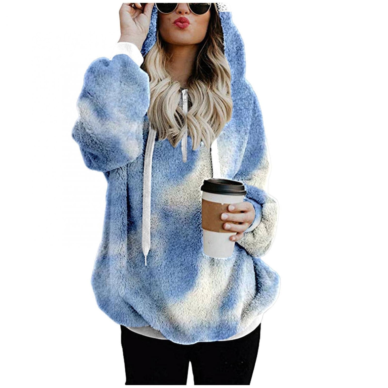 ylyoy Hoodies for Women Fall Zip Up Hoodie Long Sleeve Warm Sherpa