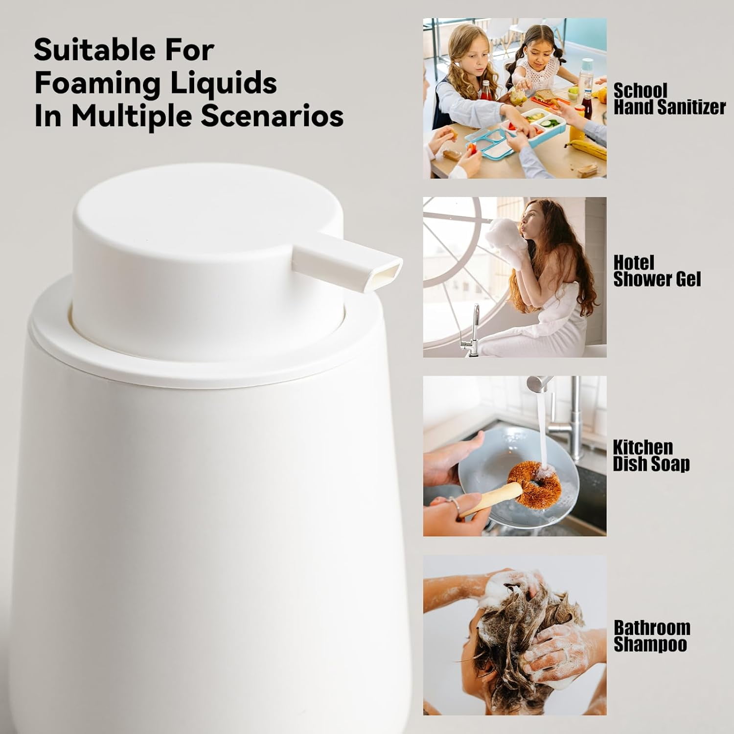 ABCISI Ceramic Foaming Soap Dispenser, 12 Oz Foam Hand Soap Dispenser for Bathroom, Face Wash Dispenser Bottle with Foaming Pump, Refillable Lotion Dish Soap Foam Dispenser for Kitchen, Matte White
