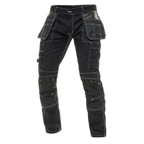 Mens Construction Cordura Pants Carpenter Utility Tool Pockets Heavy