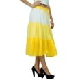 thumbnail image 3 of Bimba Flaired Cotton Boho Summer Skirt Elastic Waist Mid-Calf Ruffle Skirts, 3 of 7