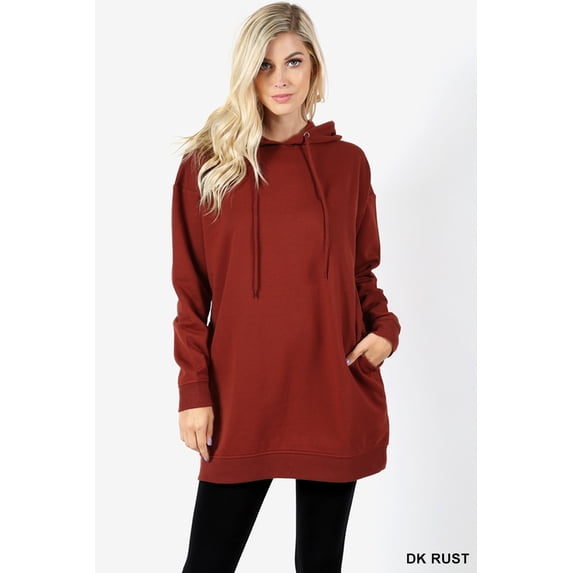 JED FASHION Women's Comfy Fit Hooded Pull-Over Tunic Sweater with Pockets