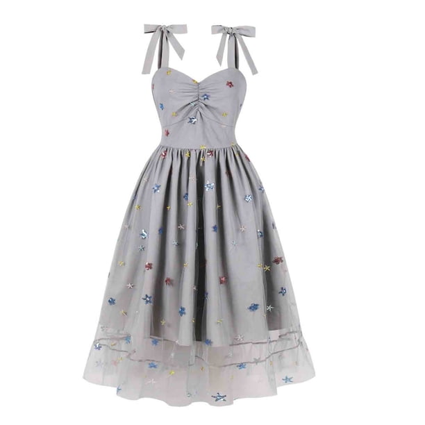 Vestido de Verano para las Mujeres Impresión Sexy sin Mangas Vestido con Cuello en V, Playa Casual Y Ropa de Vacaciones