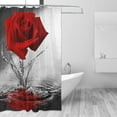 thumbnail image 3 of JOOCAR Rose Shower Curtain, Romantic Floral Blossom Red Rose Reflection on Water, Fabric Bath Curtain with 12 Hooks, Black Grey Red Bathroom Curtain, Machine Washable, 72 x 72 Inch, 3 of 7