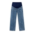 thumbnail image 3 of Busydd Maternity Jeans for Women Over The Belly High Waisted Pregnancy Pants Comfy Support Loose Straight Leg Denim Pants M, 3 of 7