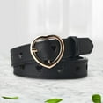 thumbnail image 3 of Women PU Leather Belt with Buckle Waist Strap Adjustable Waistband Heart Belt for Dress Decor Pants , black, 3 of 8