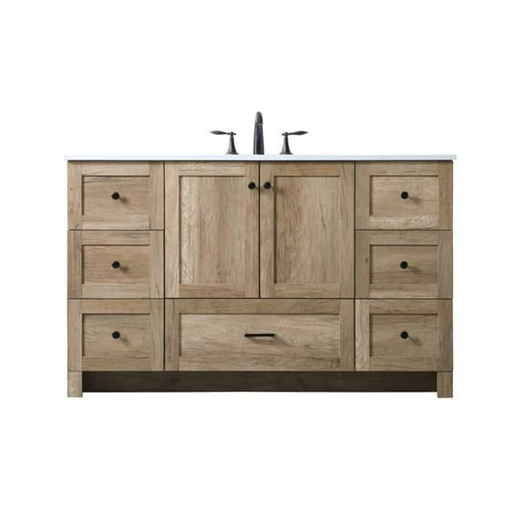 54 in. Single Bathroom Vanity, Natural Oak