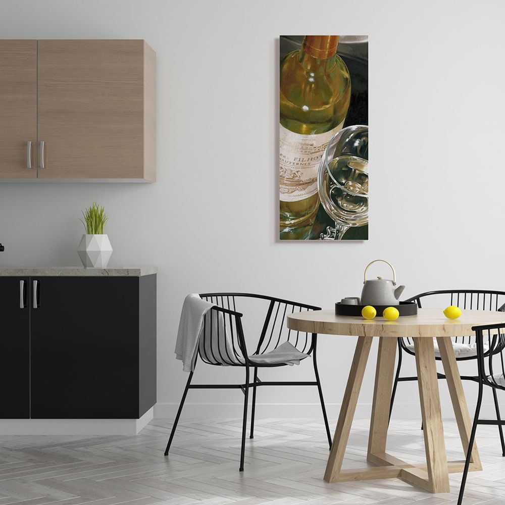 Stupell Industries White Wine Bottle and Glass Realistic Painting Canvas Wall Art by Stefano Ferreri