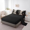 thumbnail image 5 of Homewish Romantic Rose Skeleton Twin Bedding for Kids, Vintage Western Damask Flower Bedding Comforter Set, Black Reversible, 7 Pieces, 5 of 7
