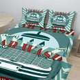 thumbnail image 2 of Ambesonne Retro Fitted & Top Sheet Set with Shams, Car Wash Sign Commercial, Red Teal, 2 of 8