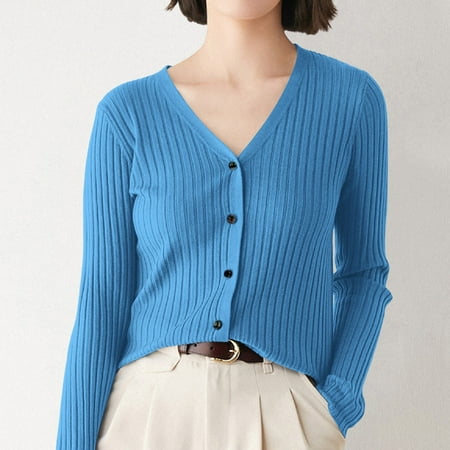 

Women S Cardigans Lightweight Long Sleeve Fall Basic Knit Loose Fit Cardigan Blue L