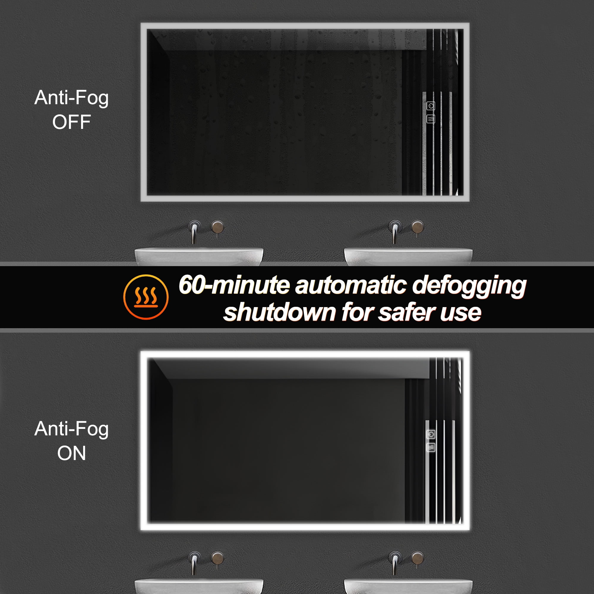 51"x31" Edge LED Lighted Wall Mounted Bathroom Mirror Modern Rectrangle Vanity Mirror with Anti-Fog,Silver